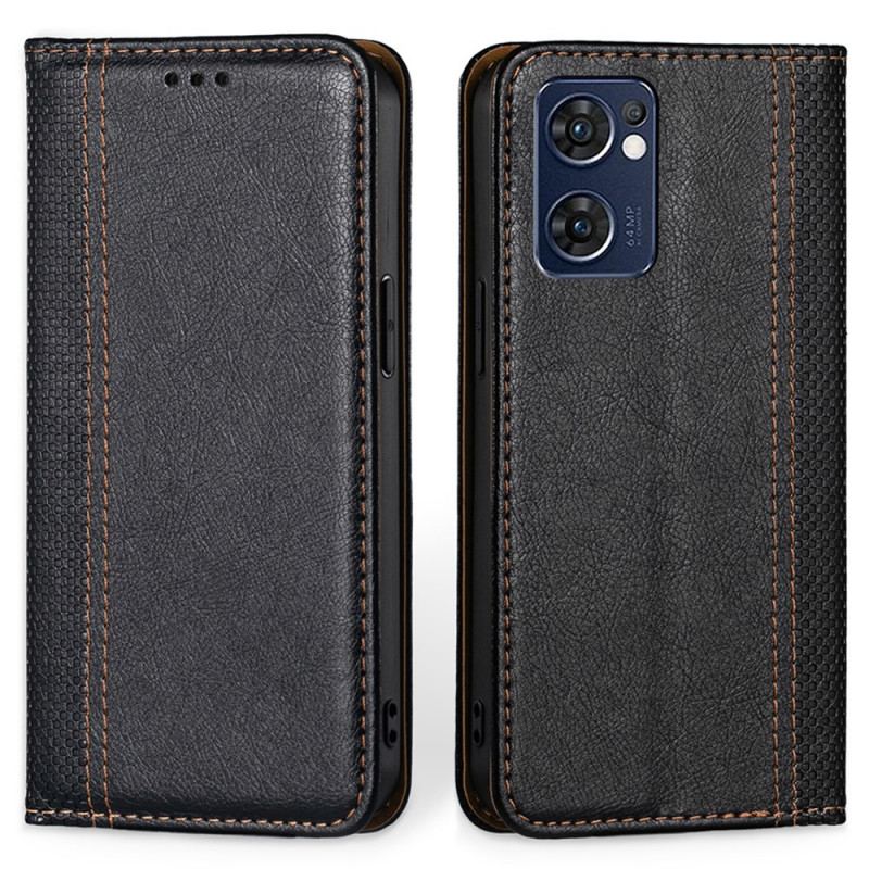 Cover Oppo Find X5 Lite Flip Cover Litchi Split Lædersøm