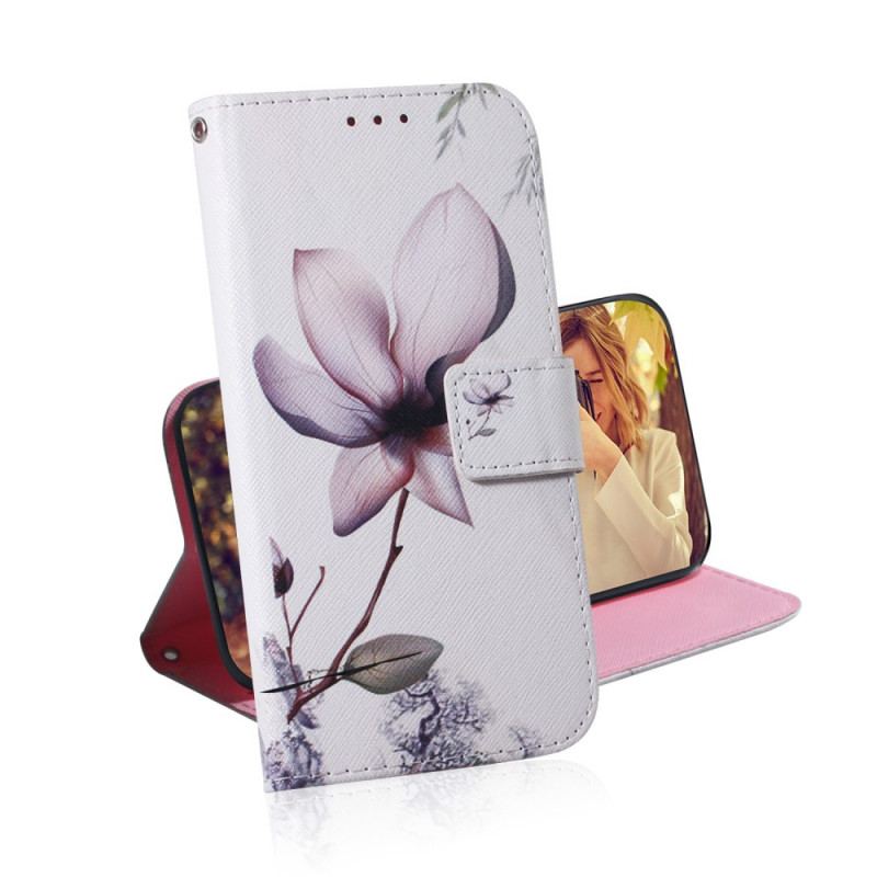 Flip Cover Oppo Find X5 Lite Blomst Støvet Pink