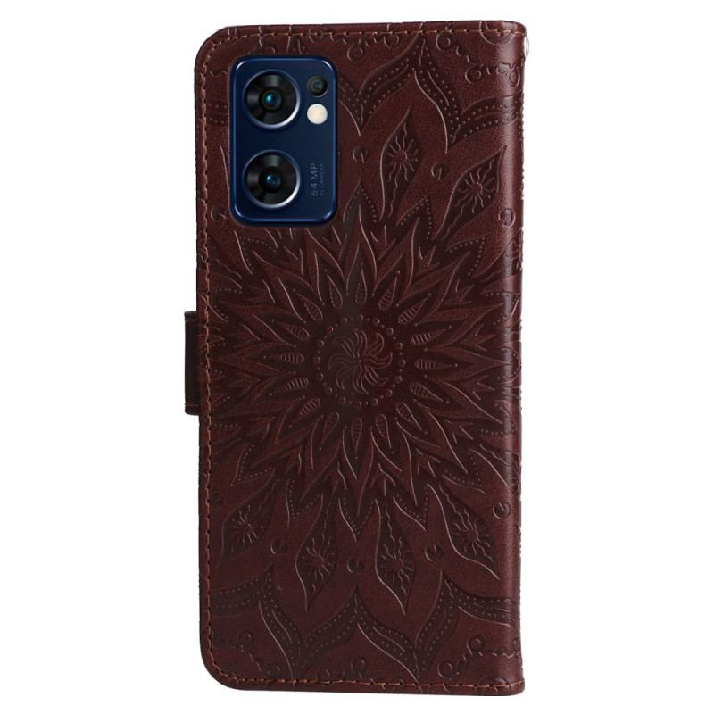 Flip Cover Oppo Find X5 Lite Med Snor Strappy Sun Mandala