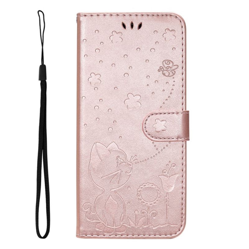 Flip Cover Oppo Find X5 Lite Med Snor Thong Katte Og Bier