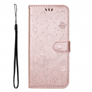 Flip Cover Oppo Find X5 Lite Med Snor Thong Katte Og Bier