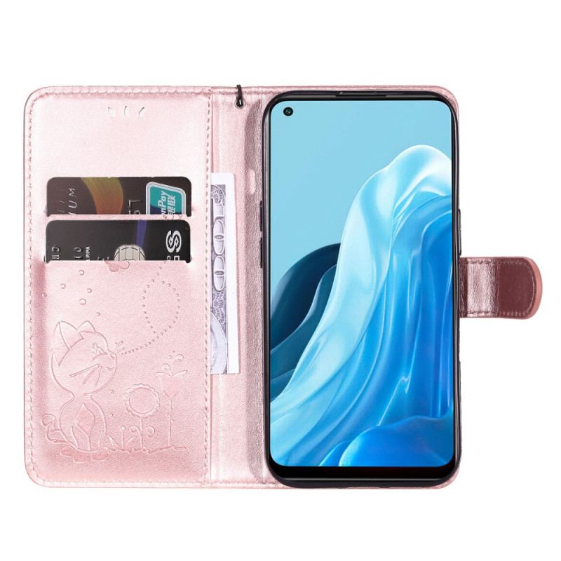 Flip Cover Oppo Find X5 Lite Med Snor Thong Katte Og Bier