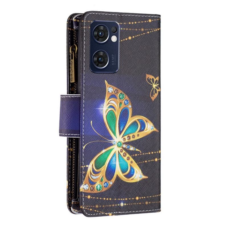 Flip Cover Oppo Find X5 Lite Royal Butterfly-lomme Med Lynlås