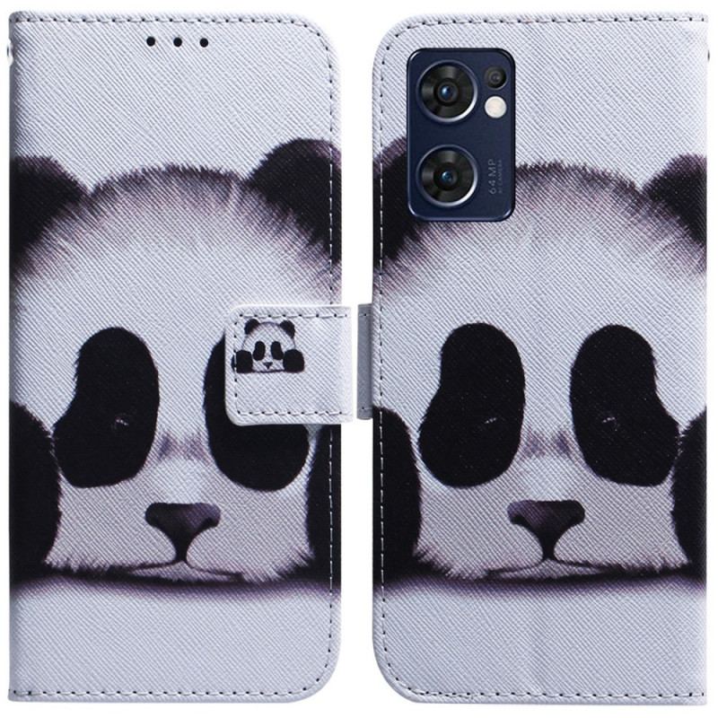 Læder Cover Oppo Find X5 Lite Panda Ansigt