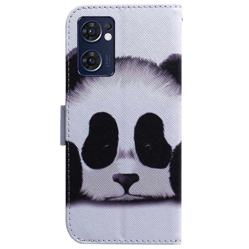 Læder Cover Oppo Find X5 Lite Panda Ansigt