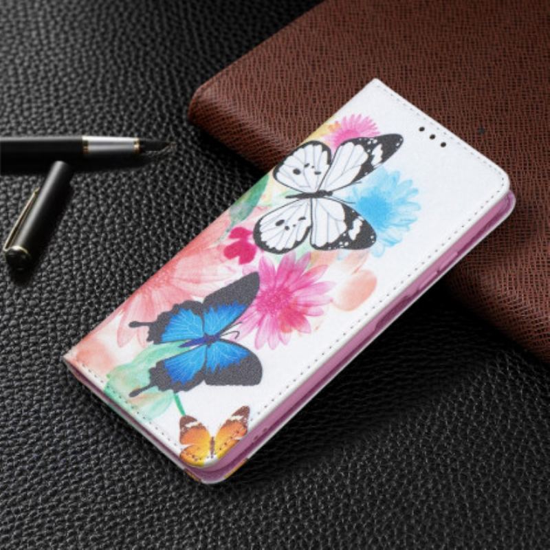 Cover Xiaomi Redmi Note 10 / 10S Flip Cover Farverige Sommerfugle