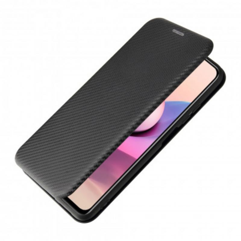 Cover Xiaomi Redmi Note 10 / 10S Flip Cover Kulfiber Med Støttering