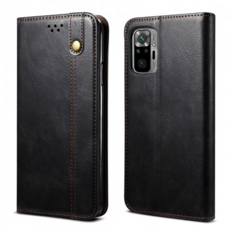 Cover Xiaomi Redmi Note 10 / 10S Flip Cover Voksbehandlet Kunstlæder