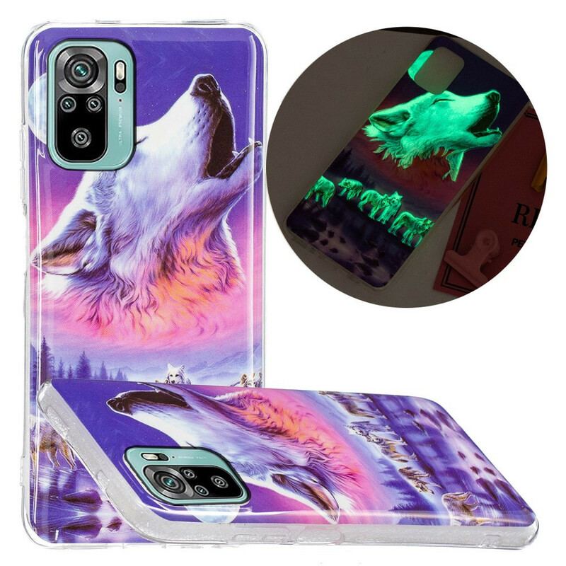 Cover Xiaomi Redmi Note 10 / 10S Fluorescerende Wolf Series