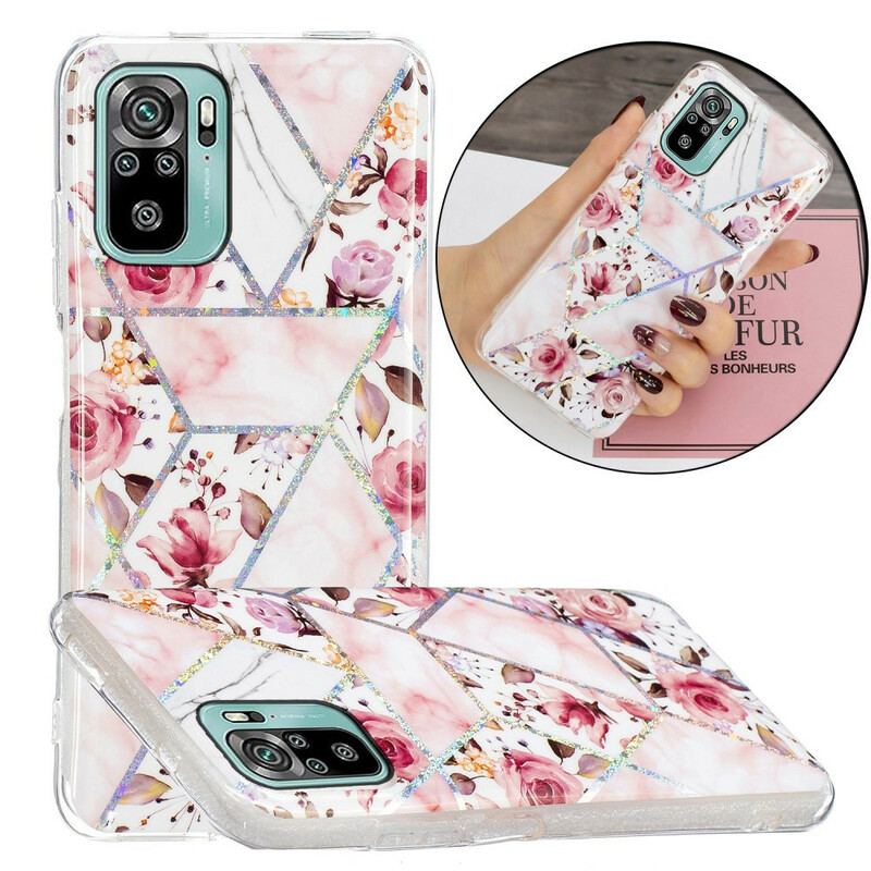 Cover Xiaomi Redmi Note 10 / 10S Marmorerede Blomster