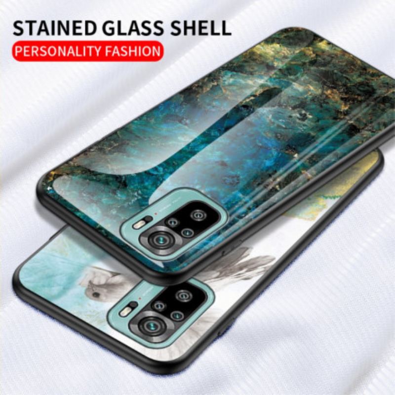 Cover Xiaomi Redmi Note 10 / 10S Marmorfarver Hærdet Glas