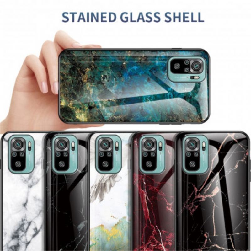 Cover Xiaomi Redmi Note 10 / 10S Marmorfarver Hærdet Glas