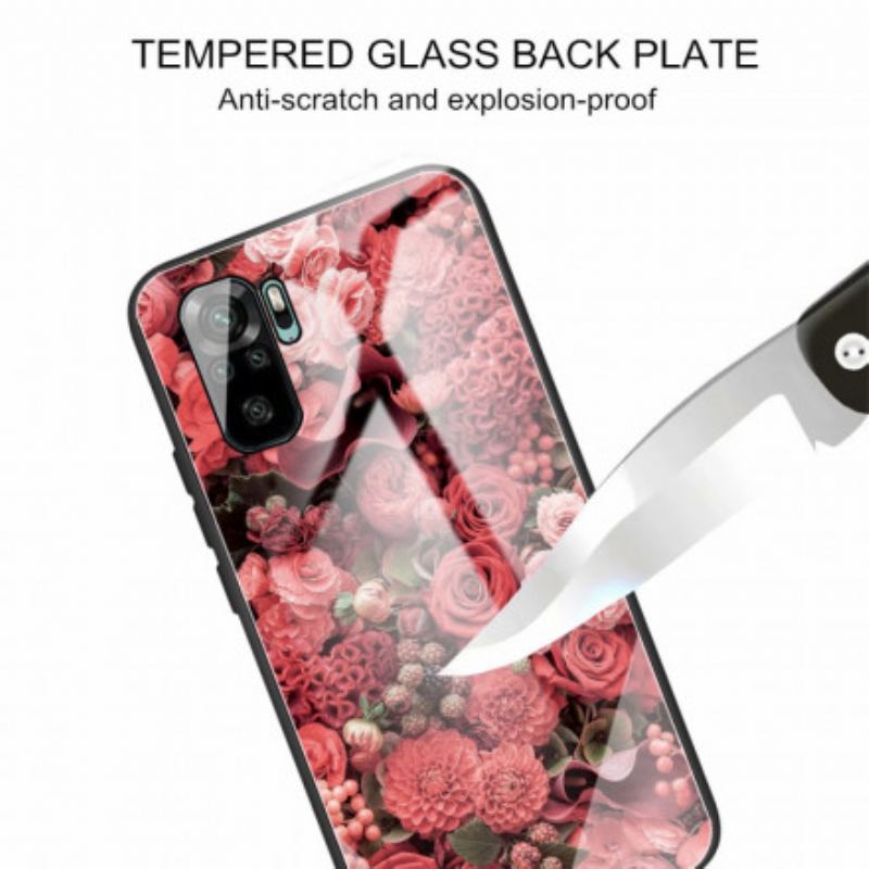 Cover Xiaomi Redmi Note 10 / 10S Rose Blomster Hærdet Glas