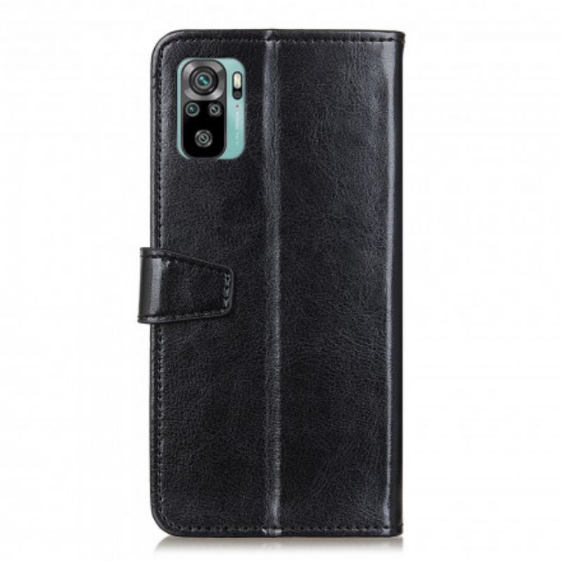 Flip Cover Xiaomi Redmi Note 10 / 10S Enkel Skinnende Lædereffekt