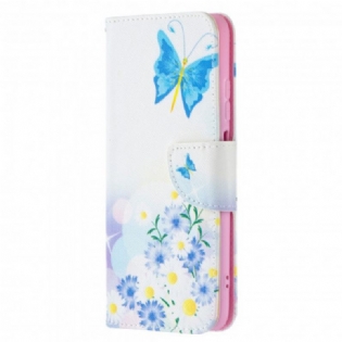 Flip Cover Xiaomi Redmi Note 10 / 10S Malede Sommerfugle Og Blomster