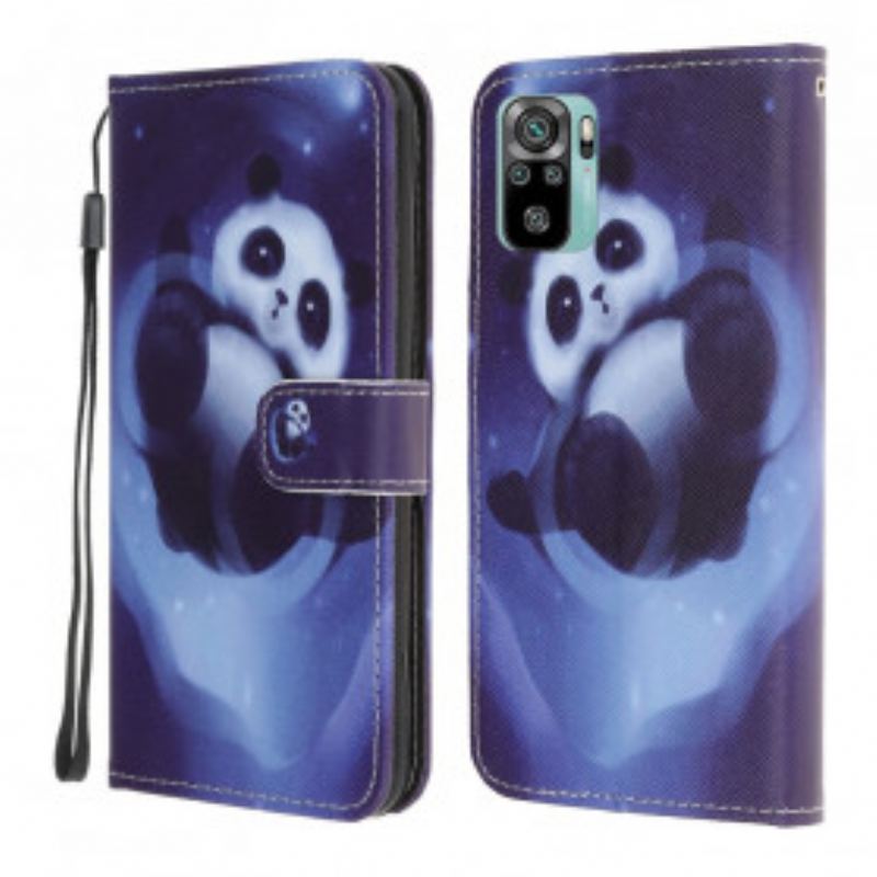 Flip Cover Xiaomi Redmi Note 10 / 10S Med Snor Panda Space Med Snor