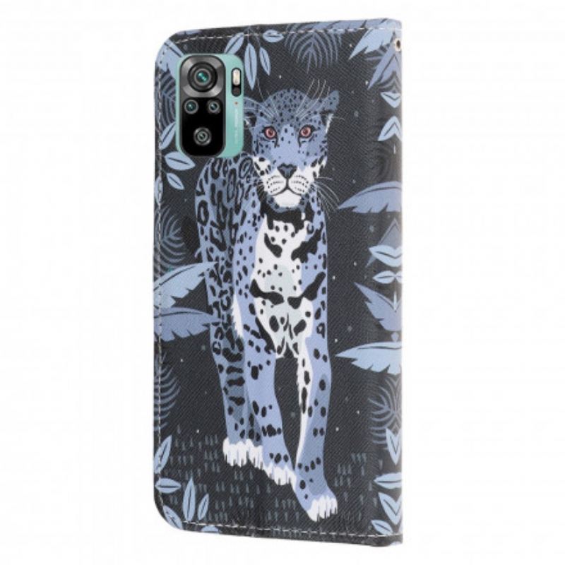 Flip Cover Xiaomi Redmi Note 10 / 10S Med Snor Strappy Leopard