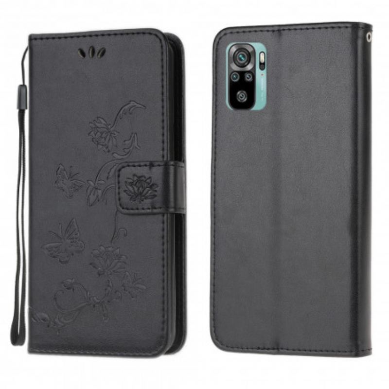 Flip Cover Xiaomi Redmi Note 10 / 10S Sommerfugle Og Blomster