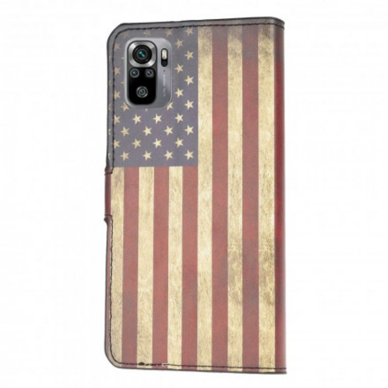 Læder Cover Xiaomi Redmi Note 10 / 10S Amerikansk Flag