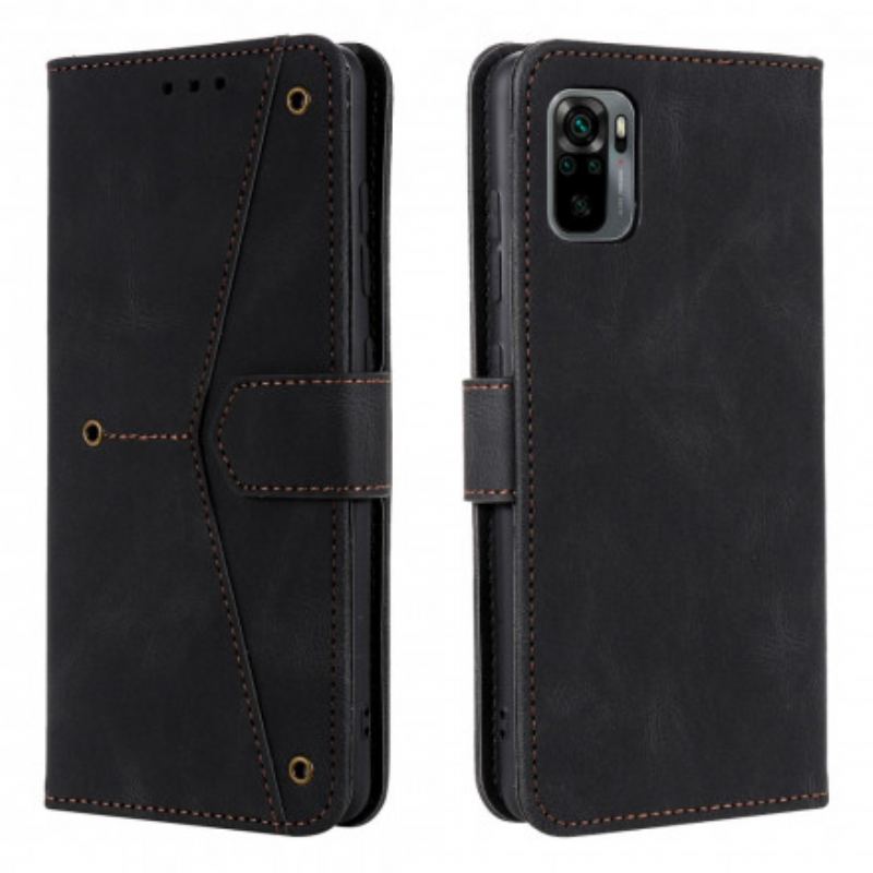 Læder Cover Xiaomi Redmi Note 10 / 10S Bicolor Nitter I Imiteret Læder