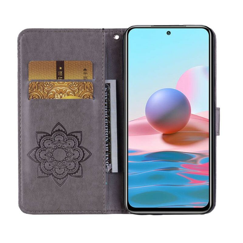 Læder Cover Xiaomi Redmi Note 10 / 10S Ugle Mandala Og Charm