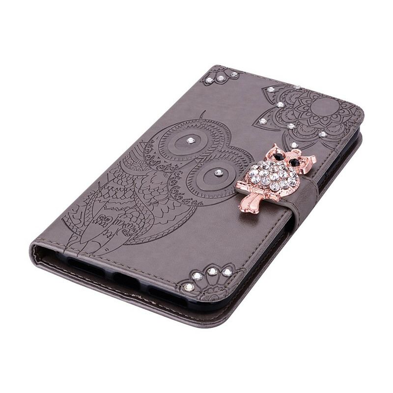 Læder Cover Xiaomi Redmi Note 10 / 10S Ugle Mandala Og Charm