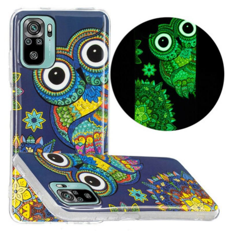 Mobilcover Xiaomi Redmi Note 10 / 10S Fluorescerende Ugle Mandala