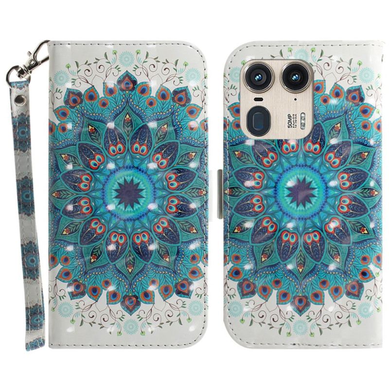 Flip Cover Motorola Edge 50 Ultra Grøn Mandala Med Rem