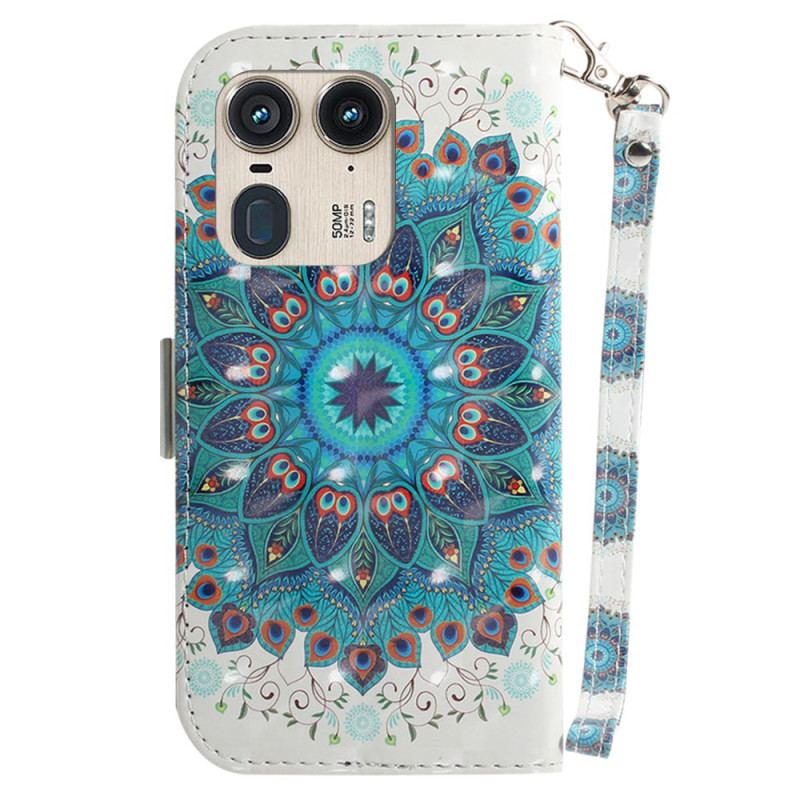 Flip Cover Motorola Edge 50 Ultra Grøn Mandala Med Rem