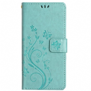 Flip Cover Motorola Edge 50 Ultra Sommerfugle Og Blomster