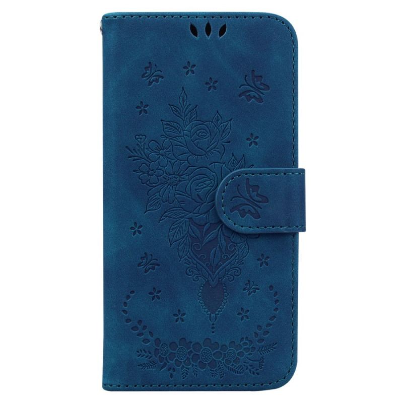 Læder Cover Oppo Reno 12 Pro 5g Telefon Etui Sommerfugle Og Blomster Tryk