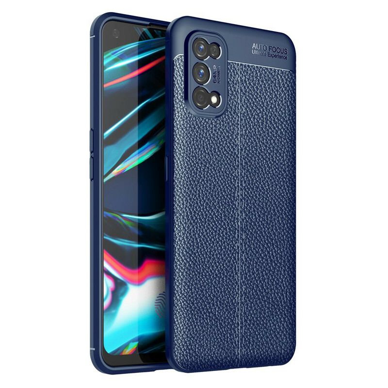 Cover Realme 7 Pro Dobbelt Linje Litchi Læder Effekt