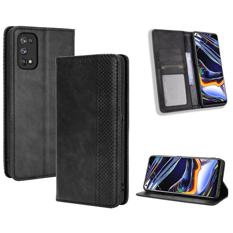 Cover Realme 7 Pro Flip Cover Stiliseret Vintage Lædereffekt