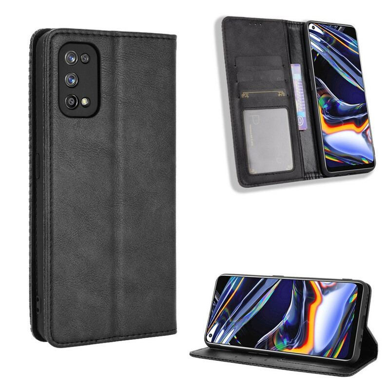 Cover Realme 7 Pro Flip Cover Stiliseret Vintage Lædereffekt