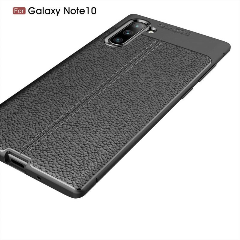 Cover Samsung Galaxy Note 10 Dobbelt Linje Litchi Læder Effekt