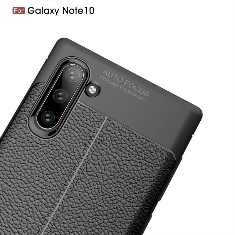 Cover Samsung Galaxy Note 10 Dobbelt Linje Litchi Læder Effekt