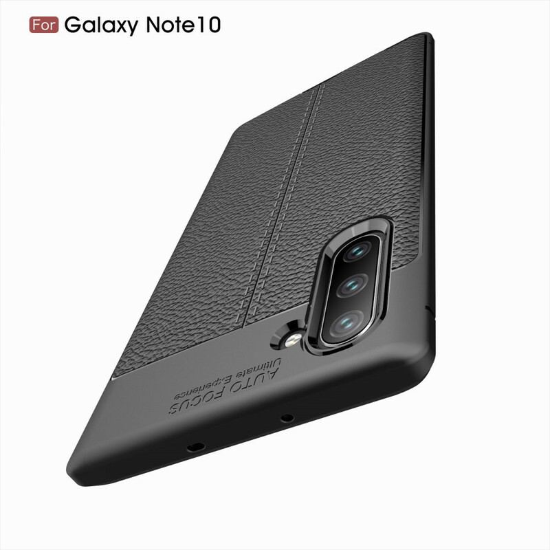 Cover Samsung Galaxy Note 10 Dobbelt Linje Litchi Læder Effekt