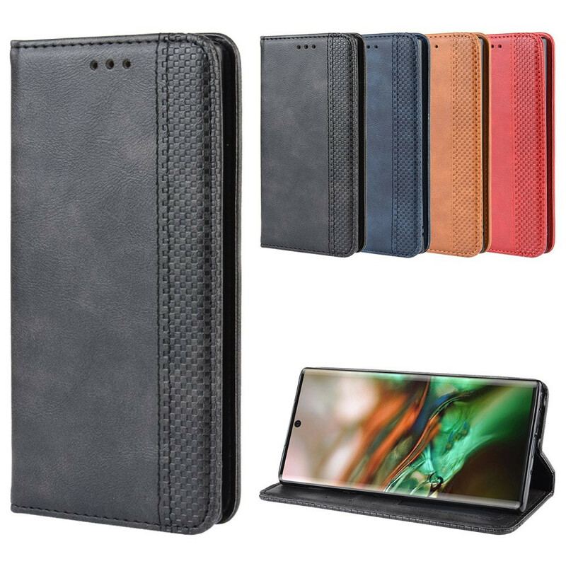 Cover Samsung Galaxy Note 10 Flip Cover Stiliseret Vintage Lædereffekt