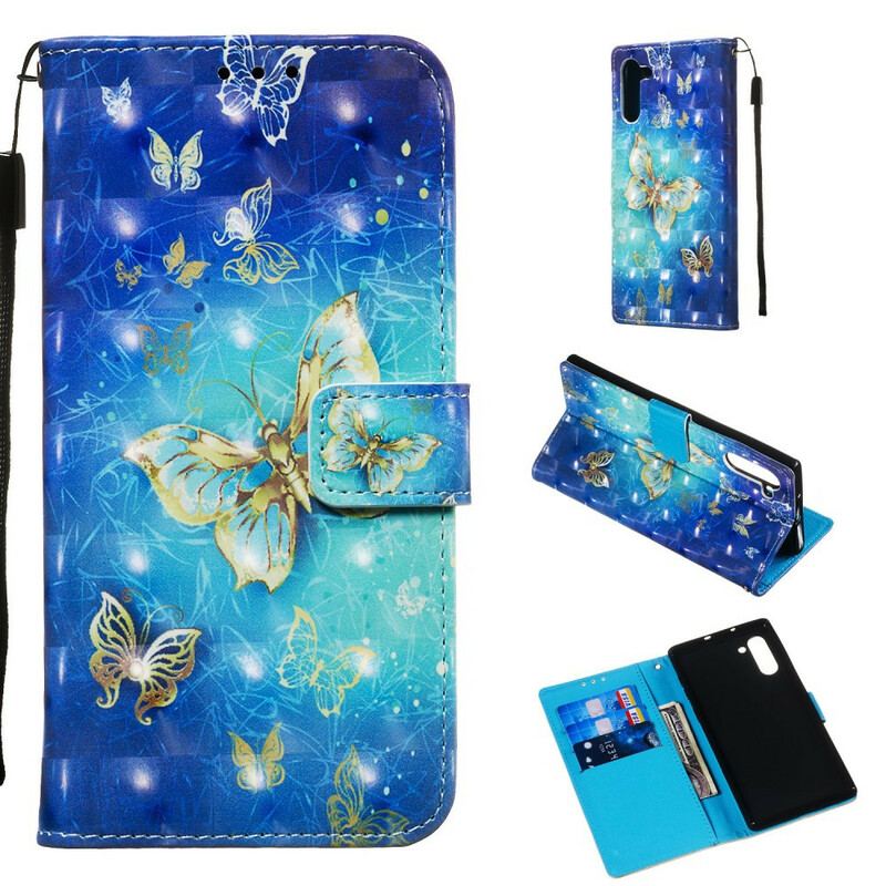 Flip Cover Samsung Galaxy Note 10 Gyldne Sommerfugle