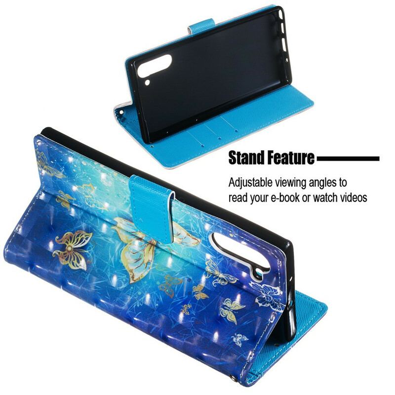 Flip Cover Samsung Galaxy Note 10 Gyldne Sommerfugle