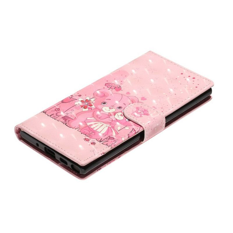 Flip Cover Samsung Galaxy Note 10 Med Snor Lette Plettede Bamser Med Rem