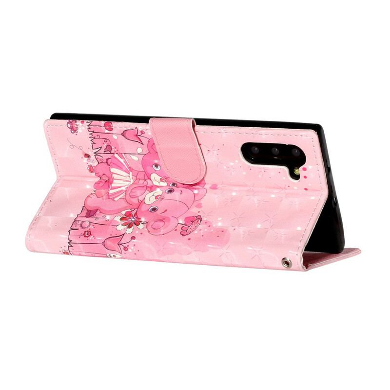 Flip Cover Samsung Galaxy Note 10 Med Snor Lette Plettede Bamser Med Rem