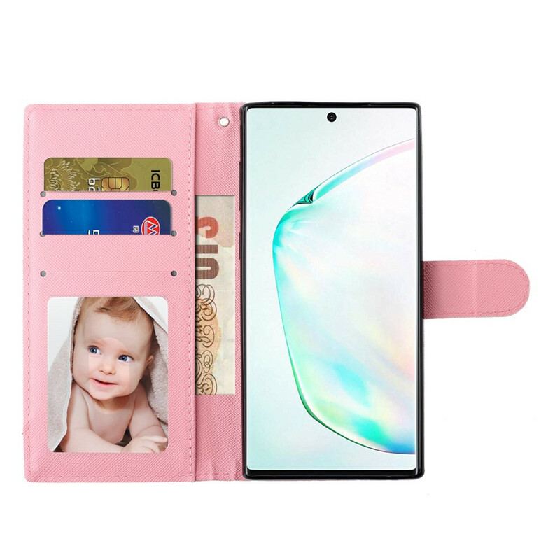 Flip Cover Samsung Galaxy Note 10 Med Snor Lette Plettede Bamser Med Rem