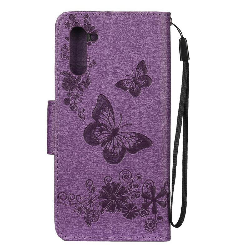 Flip Cover Samsung Galaxy Note 10 Med Snor Pragtfulde Stropsommerfugle