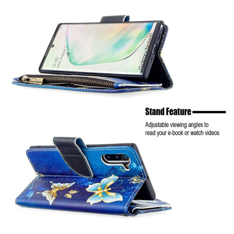 Flip Cover Samsung Galaxy Note 10 Sommerfugle Lynlåslomme