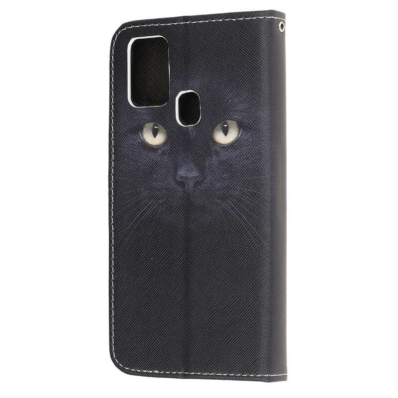 Flip Cover Samsung Galaxy M31 Med Snor Strappy Black Cat Eyes