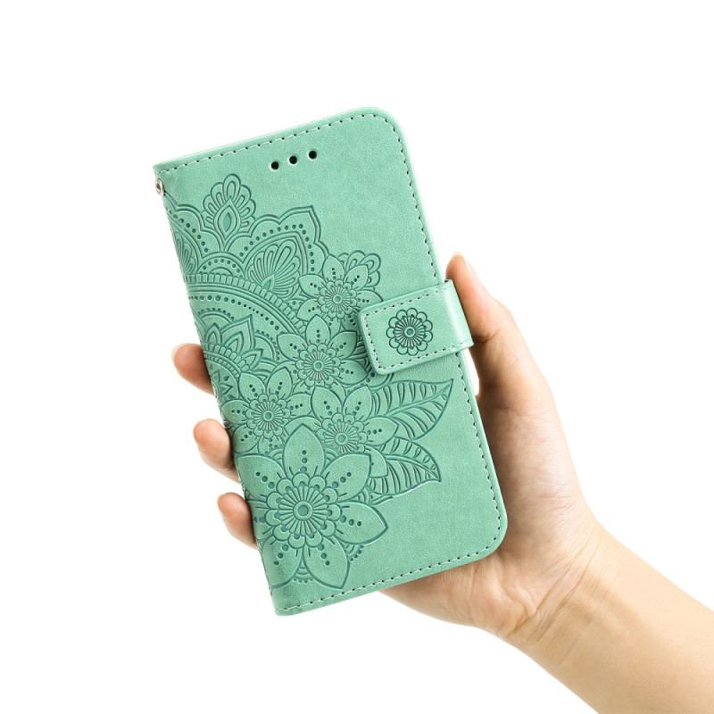 Læder Cover Huawei Nova 12 Se Telefon Etui Blomstermønster Med Rem