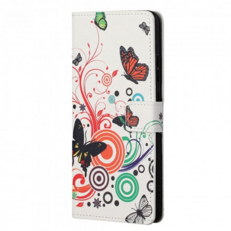 Flip Cover Motorola Edge 20 Sommerfugle Og Blomster