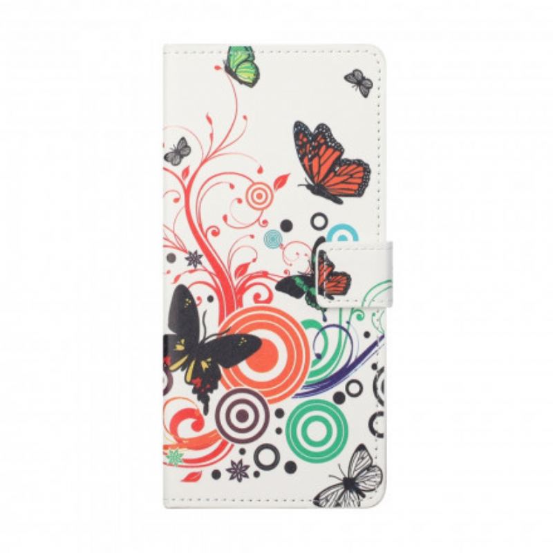 Flip Cover Motorola Edge 20 Sommerfugle Og Blomster