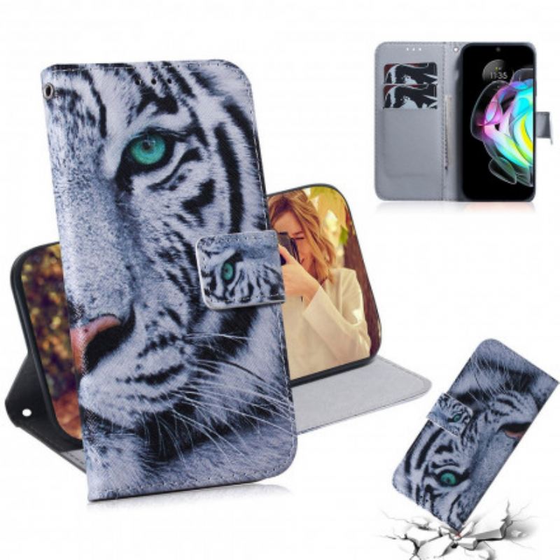 Flip Cover Motorola Edge 20 Tiger Ansigt